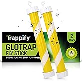Glow-in-The-Dark Fly Stick by Trappify: Premium Indoor & Outdoor Fly Traps | Water-Resistant Sticky Trap for Fruit Fly Traps 