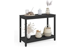 DWVO 38.3" Outdoor Bar Table Console Table, HIPS Material Indoor Outdoor Multifunctional Buffet Bar Storage Organizer with Adjustable Feet (Black)