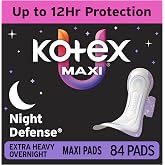 Kotex Overnight Maxi Pads, Wings, Extra Heavy, 84 Count, 3 Packs of 28 | Period Pad, Xpress Dri Core, Night Defense, Back Barrier, Side Guards, Breathable Soft Touch Cover, Clean &amp; Dry Feel
