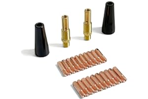 TimelyDu 24PCS Flux Core Gasless Nozzle Welding Kit Flux Core Gasless Nozzle Contact Tips Replacement MIG Welder Accessories,Compatible with Lincoln,Eastwood and more (0.030" Accessory Kit)