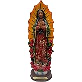 Moviebros Virgen de Guadalupe Virgin of Maria Mexico Catholic Lady of Guadalupe Statue 8"" Inch, Red