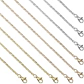 KYUNHOO Multicolored Stainless Steel Chain for Jewelry Making 30 Pack Necklace Chains Bulk 16 Inches Cable Link Jewelry Supplies with Extender for Necklaces Crafts DIY