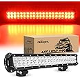 Nilight LED Light Bar 20 Inch 126W Spot Flood Combo Red Beam Off Road Lamp Fishing Hunting Emergency Deck Work Lighting for Trucks UTV Pick-up Van Boat Tractor
