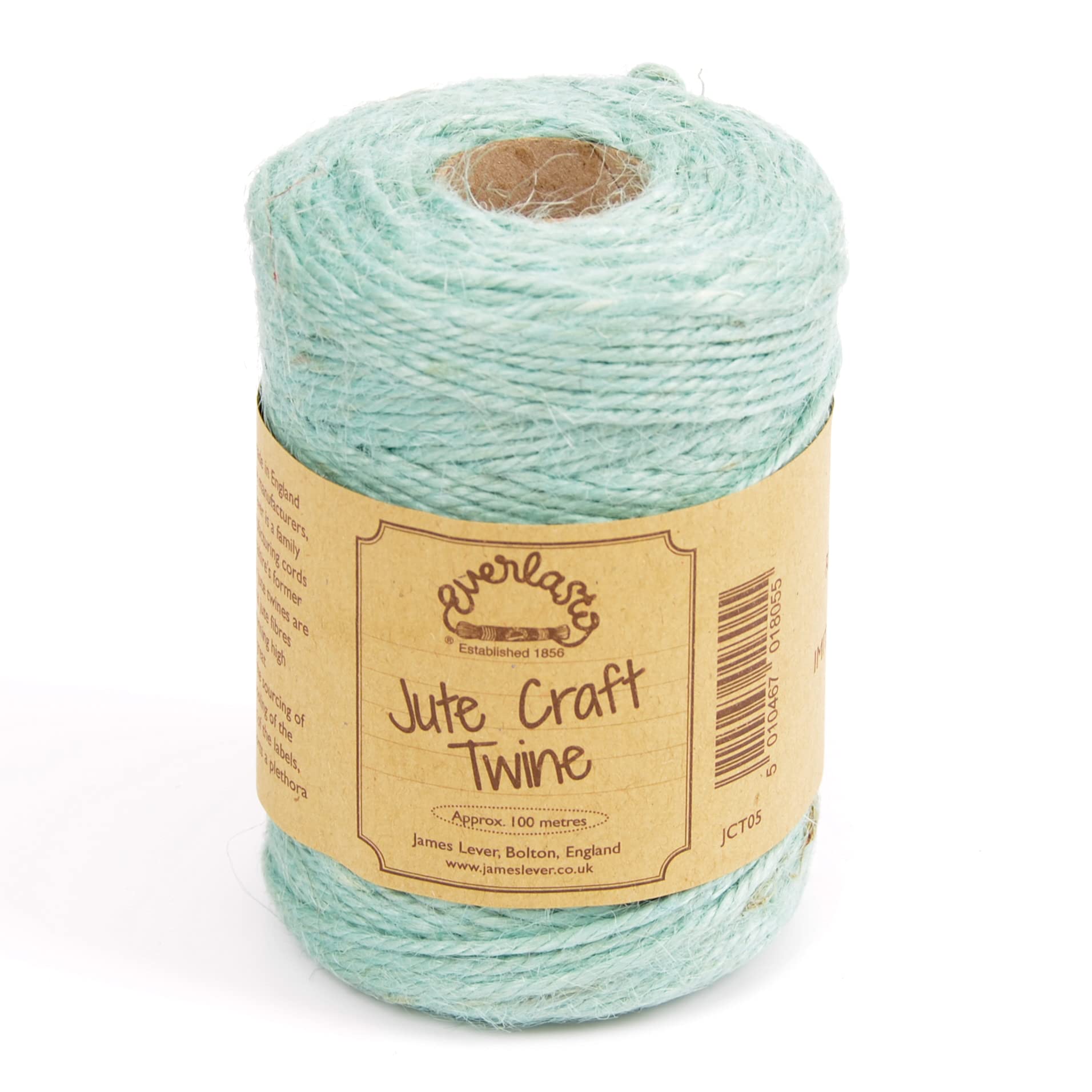 EVERLASTO NATURAL COLOURED JUTE CRAFT TWINE 100M SPOOLS (AQUA)
