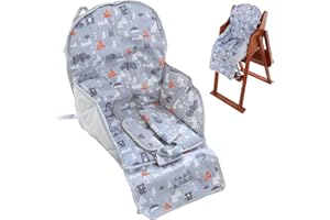 Kocpudu High Chair Pad,high Chair Cushion,seat Cushion Breathable Pad,Comfortable Seat Belt Design,Cute Pattern,Soft and Comfortable,Baby Sits More Comfortable(Gray Animal Pattern)