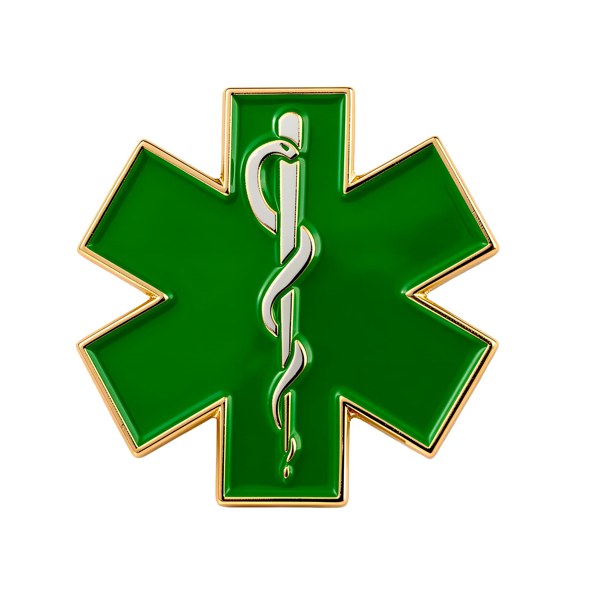 Green Medical Ambulance NHS Caduceus Snake Pin Badge – Student Doctor Nurse Enamel Lapel Symbol 2.3 cm – Healthcare, EMS, and Medical Professional Accessory