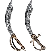 2pcs Pirate Sword,18" Plastic Toy Sword for Kids,Pirate Costume Accessories for Adult Halloween Cosplay,Party Dress-Up Brown