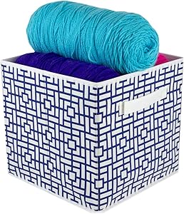 Home Basics Squared Non-Woven Storage Bin Cube Basket Box, Dual Handles & Removable Bottoms Collapsible Foldable for Home Decor Office Closet Bedroom Drawer Toy Organizer Everyday Use, Navy Blue