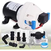 Upgraded R3526144D RV Water Pump, 3.0 GPM 50-PSI 12V DC Triplex Diaphragm Self-Priming Water Pump with Strainer and Pressure Switch for RVs Boat Yacht Caravan (White)
