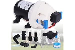 Upgraded R3526144D RV Water Pump, 3.0 GPM 50-PSI 12V DC Triplex Diaphragm Self-Priming Water Pump with Strainer and Pressure 