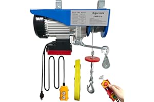 Bigorenda Electric Hoist, 1320lbs Electric Hoist with Remote Control Wireless/Wired 2 in 1, 110v Electric Hoist Winch with Remote Control,65.6/33ft Lifting Height,for Warehouse Factory Garage Attic