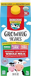 Horizon Organic Growing Years Whole Milk, High Vitamin D Organic Milk for Growing Kids with DHA Omega-3, Choline, and Prebiot