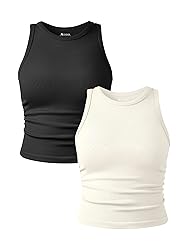 OQQ Women's 2 Piece Tank Tops Crew Neck Sleeveless