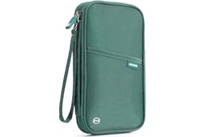 VanFn RFID Travel Passport Wallet, Family Passport Holder, Trip Document Organizer P.Travel Series (Nylon - Green)