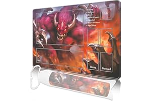 cyaboyibo MTG Playmat with Zones, MTG Playmat 24" x 14" TCG Card Playmats Stitched Edges Playmat for MTG with Storage Bag Smooth Surface Battle Monsters MTG Game Playmat with Zones