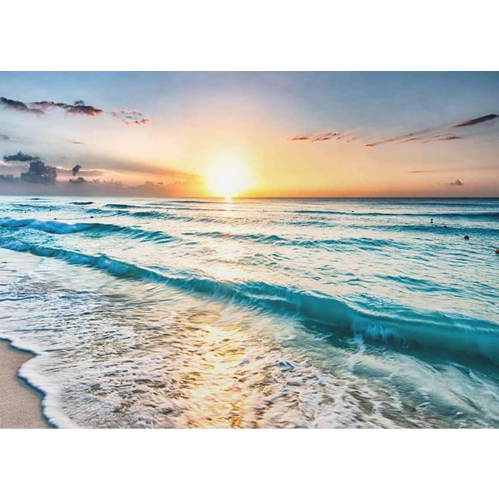 DAERLE 5D Diamond Painting Kits for Adults, Beach Diamond Art Kits Seaside Full Drill Diamond Painting Sunset Kit for Kids Beginners, DIY Crystal Picture Art for Home Wall Decor 40x30cm