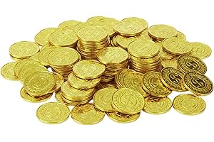 Gold Coins, Plastic Gold Coins 100 PCS Pirate Treasure Coins for Party