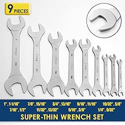 YIYEIE Super-Thin Open End Wrench Set, 9-Piece