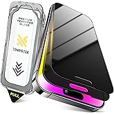 TEMPRTEK+ 2 Pack for iPhone 16e/13/13 Pro/14 Privacy Screen Protector Privacy 9H Military Grade Scratch Fingerprint Resistance Anti-Glare Shatterproof Tempered Glass Anti-Spy Easy Installation Bubble Free