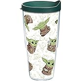 Tervis Made in USA Double Walled Star Wars - The Mandalorian Child Playing Insulated Tumbler Cup Keeps Drinks Cold & Hot, 24oz, Clear