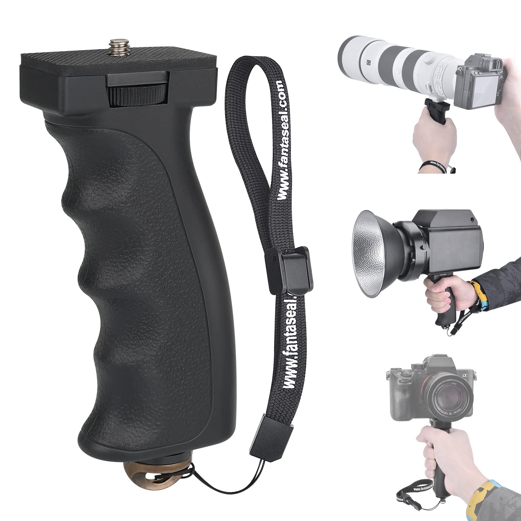 Universal Ergonomic DSLR Mirrorless Camera Camcorder Binoculars Hand Grip Stabilizer, Portable Handheld Selfie Stick, Long Focus Lens Video Light Holder Mount for Youtube Tiktok Vlogging Starter Kit