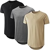 Mens Hipster Hip Hop Longline T Shirts Fashion Lightweight Crewneck Cotton T-Shirt Short Sleeve Premium Tee Shirts Tops