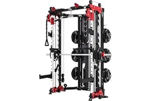 Altas Strength Folding Home Gym Smith Machine with Pulley System Gym Squat Rack Weight Bar Upper Body Strength Training Leg Developer Commercial Fitness Equipment Included Accessories 3107
