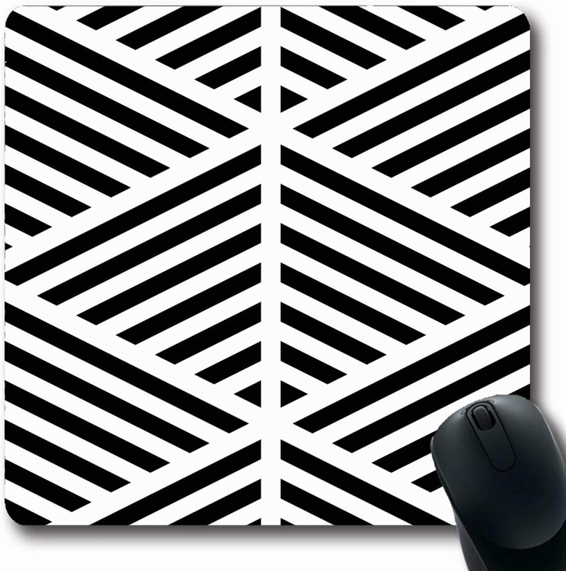 Jamron Mousepad Oblong 7.9x9.8 Inches Blocks Slash Black Diagonal Lines for Mexican Sheet On White Abstract Angles Asymmetrical Textures Non-Slip Rubber Mouse Pad Office Computer Laptop Games Mat