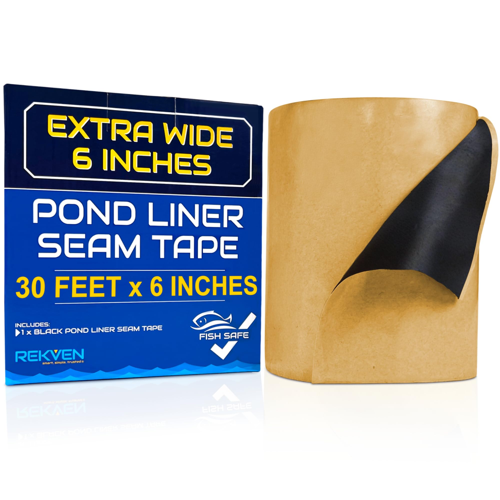 Photo 1 of Pond Liner Seam Tape - 30 Feet x 6 Inch - Double Sided Butyl Tape - Bond Seal or Repair EPDM PVC HDPE LDPE RPE LLDPE - Perfect for Small or Large Fish and Koi Ponds Waterfalls and Water Features
