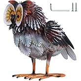 hogardeck Owl Garden Decor Outdoor Statues, Large Metal Bird Standing Yard Art, Lawn Sculptures Ornaments for Outside Patio Pond Backyard, Holiday Sympathy Gifts for Grandma Mom