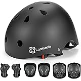 Lamberia Kids Bike Helmet for Ages 3-8, Adjustable Skateboard Bike Kids Helmet Set with Knee Elbow Wrist Pads for Kids 3-8, K