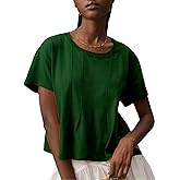 OPCAKM Womens Summer Pleated Swing Tee Casual Babydoll Peplum Tunic Shirts Tops