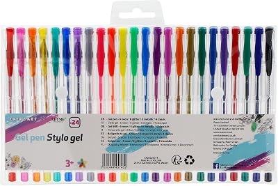 EXERZ Gel Pen Set 24pcs Rainbow Colours Fine Ink 0.6/0.8/1.0mm