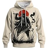 QTAGTESS Novelty Long Sleeve Hoodie Funny Fashion Samurai Anime Sweatshirts
