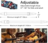 LEKATO Guitar Strap Adjustable 62in with Leather Ends Skull Style view 3