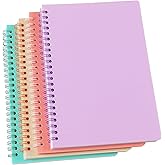CISMARK Spiral Notebook, 4 Pcs 8.3 Inch x 5.9 Inch A5 Thick Plastic Hardcover 7mm College Ruled 4 Color 80 Sheets /160 Pages Journals for Study and Notes