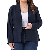 Agnes Orinda Blazers for Women Plus Size Long Sleeve Notched Lapel Work Business Casual Outfits Suit Jackets Blazer