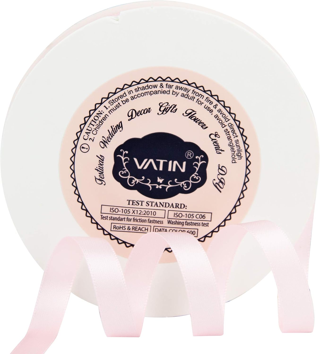 VATIN 10mm Double Faced Light Pink/Baby Pink Polyester Satin Ribbon