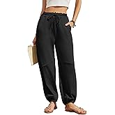 Bsubseach Womens High Waist Barrel Sweatpants Casual Wide Leg Pants Ruffle Elastic Waist Drawstring Palazzo Trousers