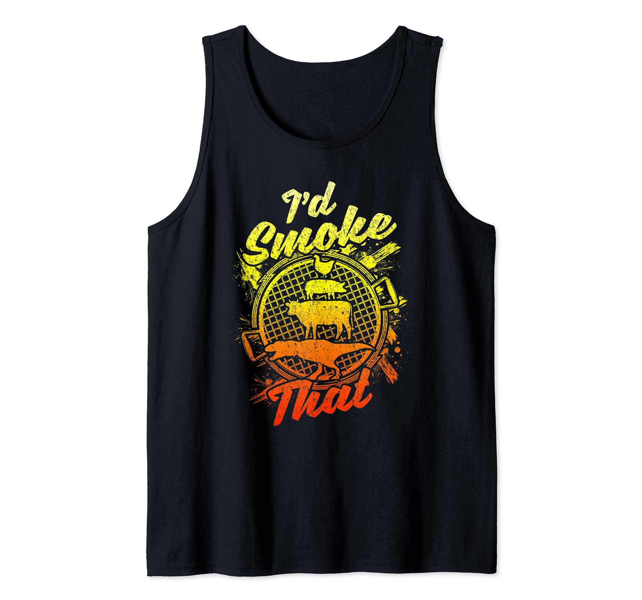 Smoke That Funny BBQ Quote Vintage Retro Meat Smoker Grill Tank Top