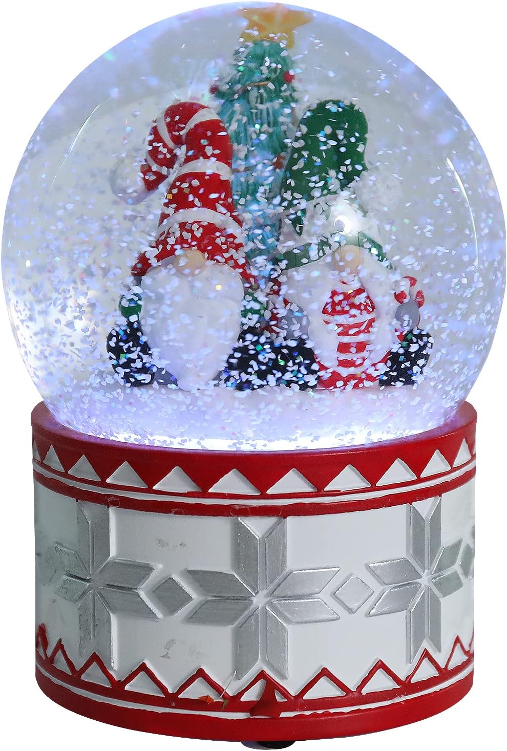 Snow Globes - Bdor Christmas Snow Globe - Two Santas & Christmas Tree, Snow Globe with Music Box Color Changing Led Lights for Home Decor & Christmas Decorations, Snow Globes for Girls/Women/Kids/Baby