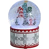 Bdor Christmas Snow Globe - Two Santas & Christmas Tree, Snow Globe with Music Box Color Changing Led Lights for Home Decor & Christmas Decorations, Snow Globes for Girls/Women/Kids/Baby