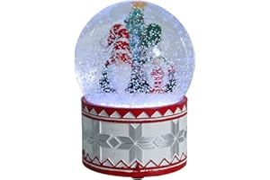 Bdor Christmas Snow Globe - Two Santas & Christmas Tree, Snow Globe with Music Box Color Changing Led Lights for Home Decor & Christmas Decorations, Snow Globes for Girls/Women/Kids/Baby