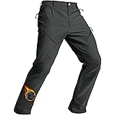 TACVASEN Men's Winter Hiking Pants Fleece Lined Waterproof Softshell Snow Ski Insulated Work Cargo Pants with 6 Zip Pockets