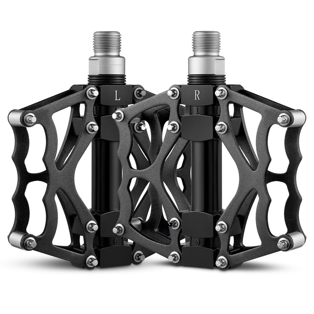 Terra Hiker New Pédales Vélo Route VTT BMX MTB, Pédales Plates en Alliage Aluminium à Double Roulement Scellé 9/16\