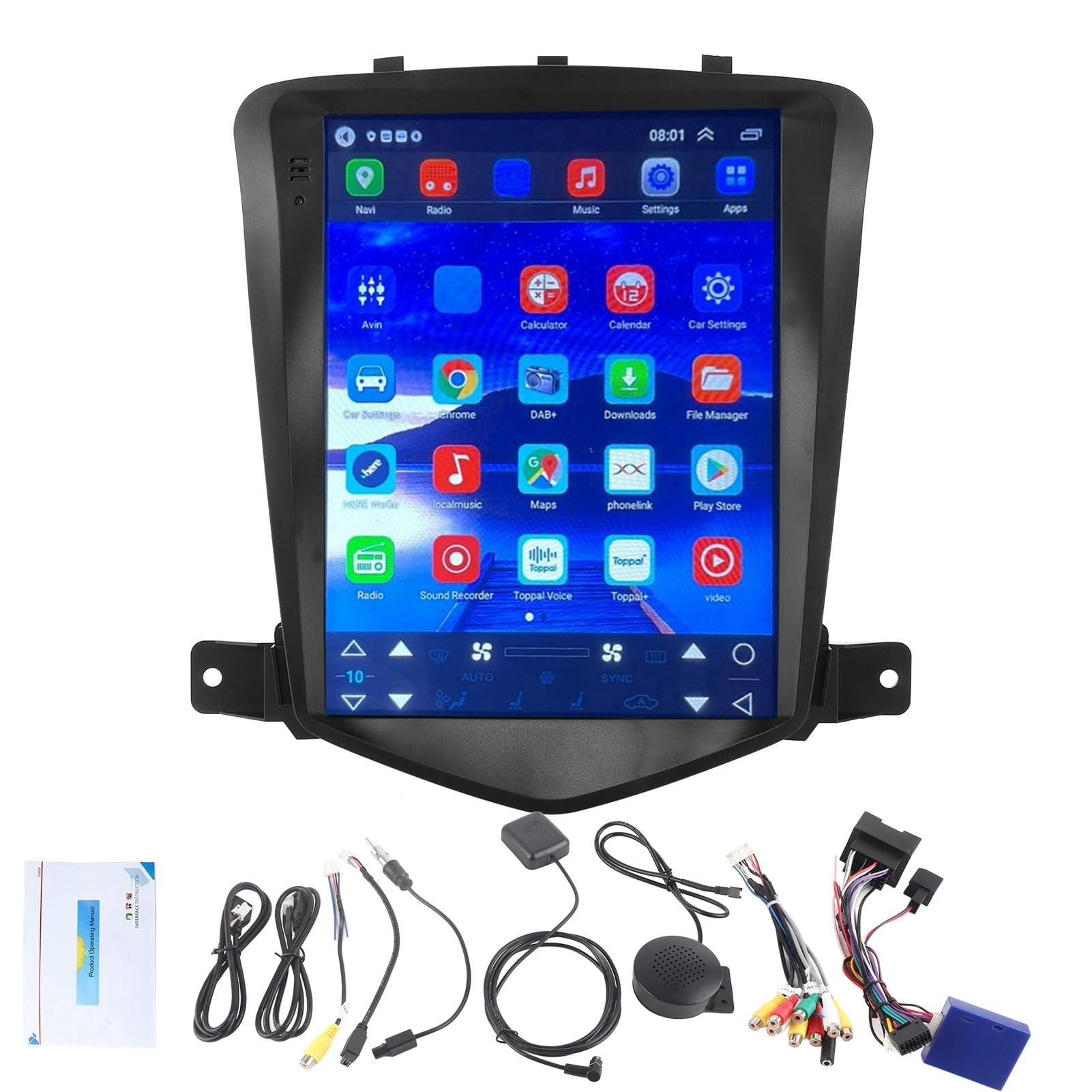 Car Player, 9.7in HD Touch Screen Car Radio Bluetooth Hands‑Free Multimedia Player GPS Navigation Replacement for Chevrolet Cruze J300 2008‑2014, Support Android 10.1