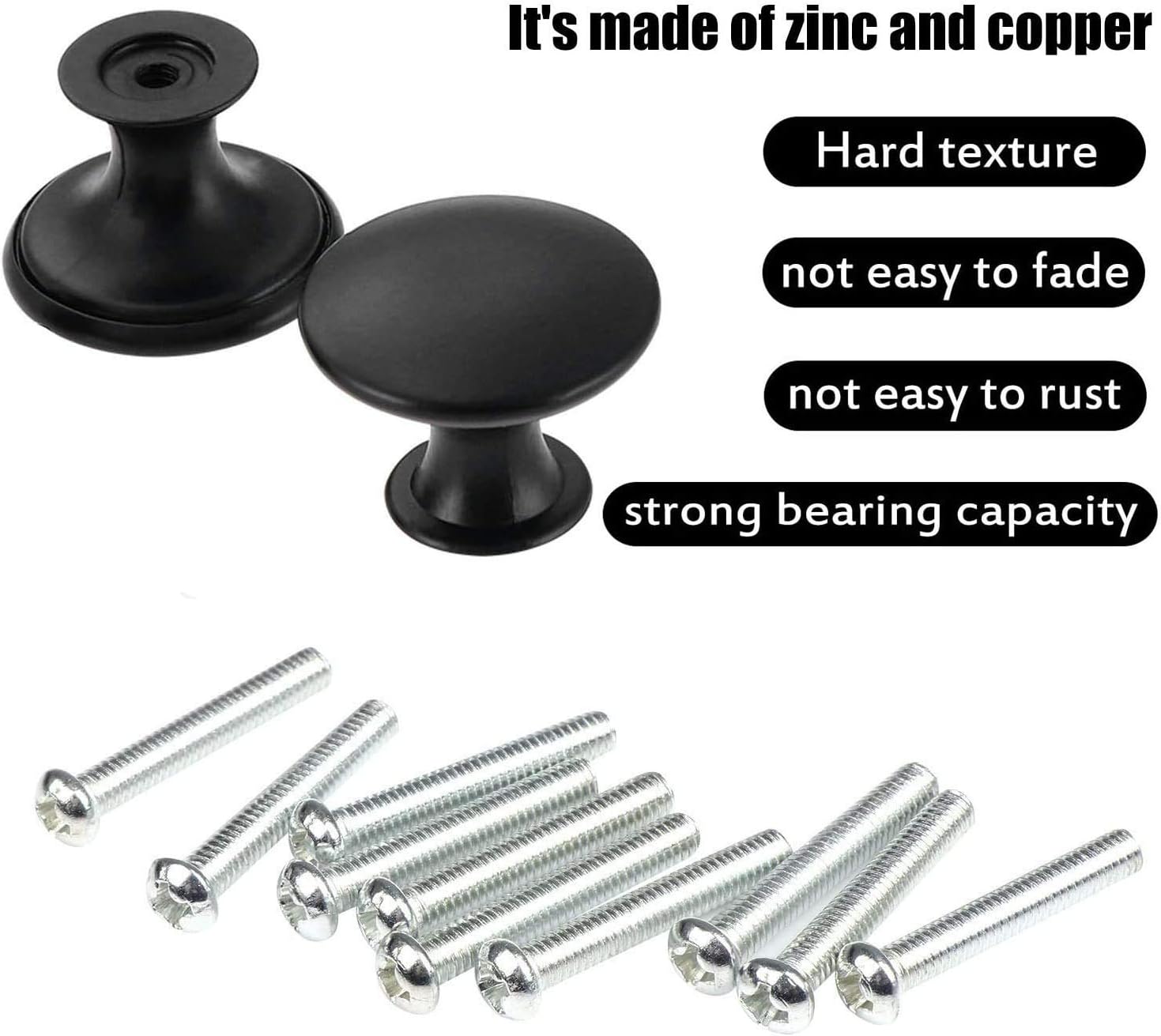 Wajade Round Drawer Knobs 12 Pack Black Cabinet Knobs Drawer Handles Pulls with Screws for Kitchen Bedroom Furniture 30mm - Image 5