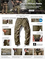CQR Men's Military Cargo Pants, Water Resistant