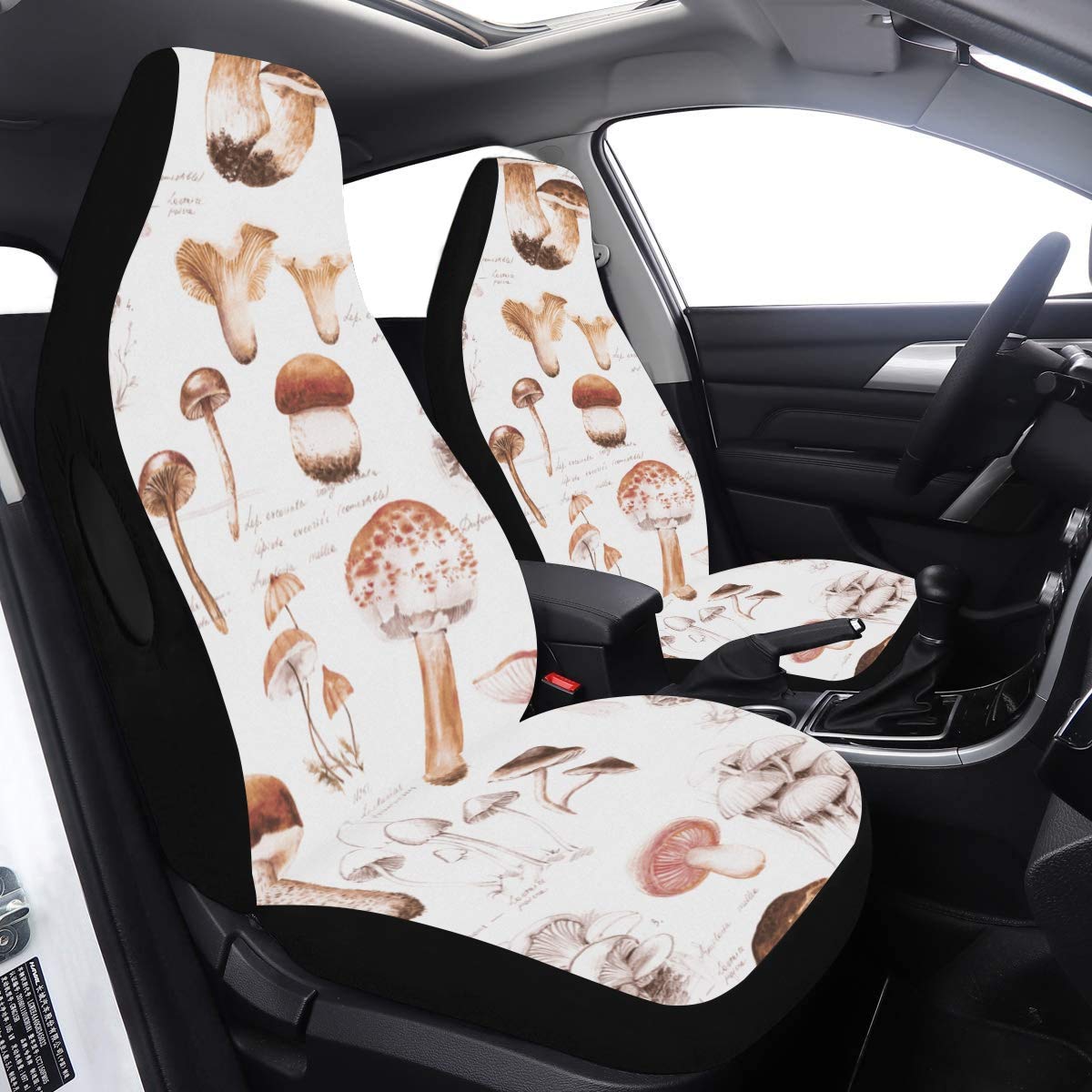 Car Seat Cover Large Fresh Mushrooms Watercolor Paint Travel Car Seat Cover 2 Pcs