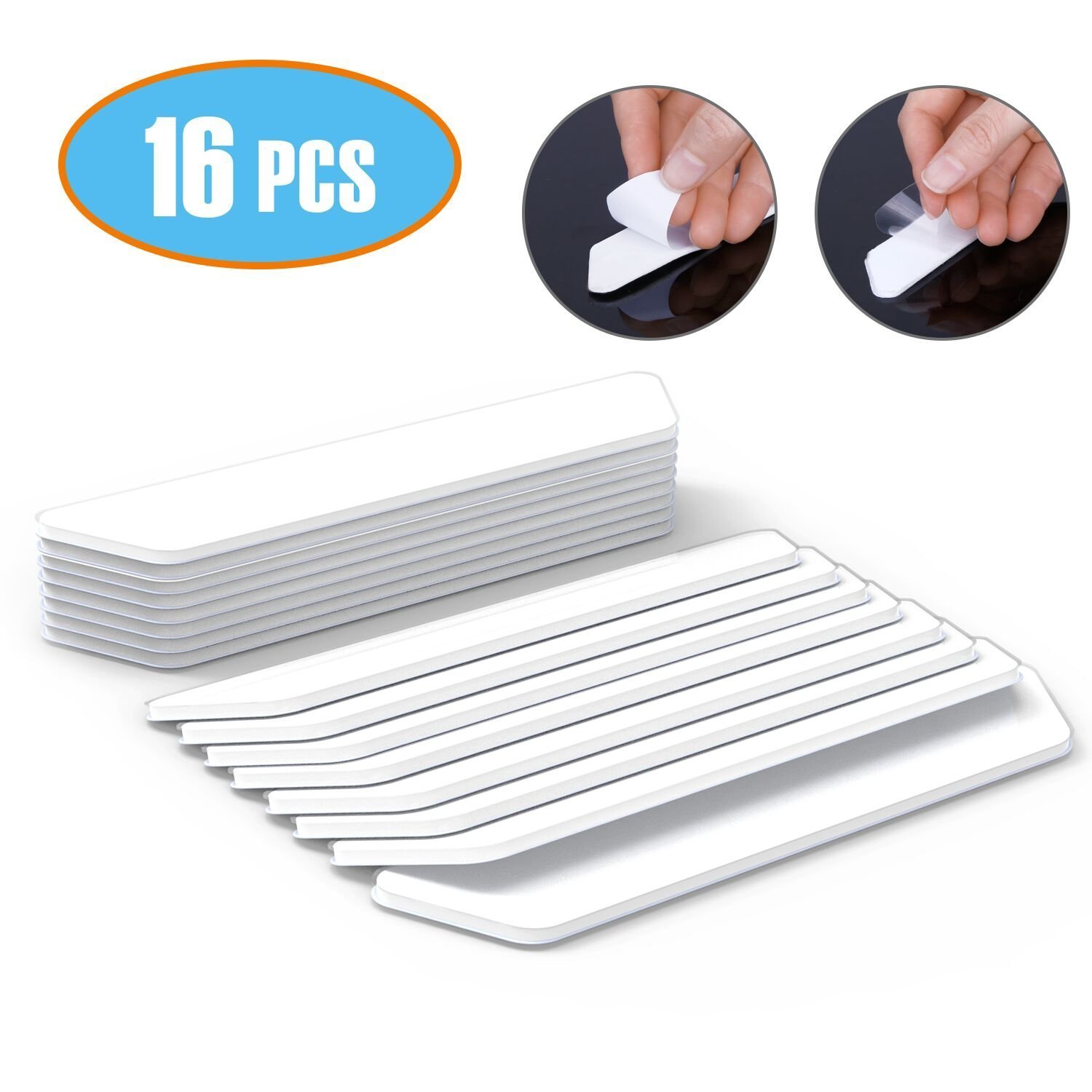 ink-topoint Rug Grippers, 16pcs Anti Curling Carpet Grippers,Non Slip Area Rug Pad with Renewable Carpet Tape for Living Room Kitchen Bathroom-Ideal Anti-slip Rug Pad for Hardwood/Linoleum